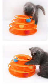 Four-Tier Ball Track Interactive Cat Tower Toy-Wiggleez-Orange-Wiggleez