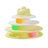 Four-Tier Ball Track Interactive Cat Tower Toy-Wiggleez-White Yellow-Wiggleez