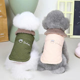 Waterproof Fur Collar Winter Warm Fleece Dog Jacket Vest-Wiggleez-Green-S-Wiggleez