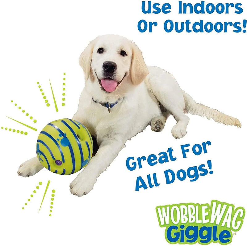 Wobble Wag Giggle Sound Glow Ball Interactive Dog Toy-Wiggleez-White Glow-Large (14CM)-Wiggleez