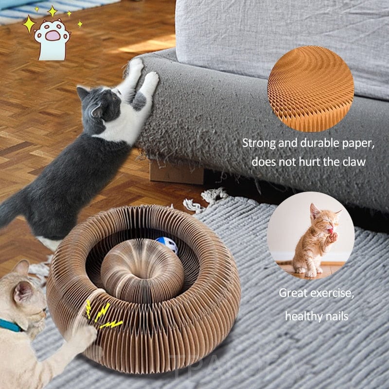 Interactive Magic Organ Cat Scratch Board Round Corrugated Cat Scratching Toy-Wiggleez-Wiggleez