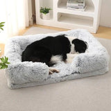 Winter Rectangular Washable Plush Fluffy Large Dog Cat Bed-Wiggleez-Beige brown-S 40x30x12cm-Wiggleez